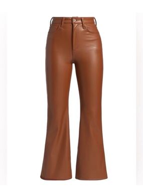 rag & bone Brown High-Waist Faux Leather Flare Pants